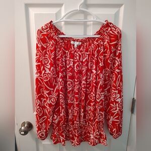 Red and White Top By Chaus New York Size Large